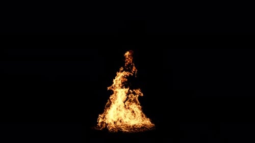 Dynamic Fire Flames Burning on Black Background Visual Effect