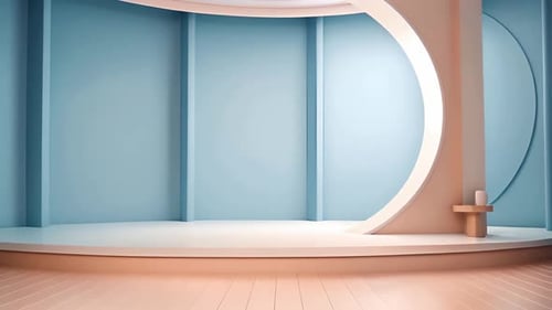 Minimalist 3D Studio Background with Curved Architectural Elements