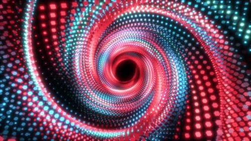 Abstract Neon Light Tunnel with Blue and Yellow Spiral Motion