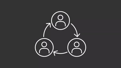 User Network Cycle Icons Connecting with Animated Arrows
