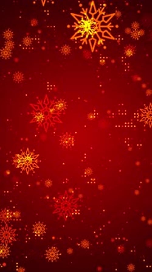 Christmas Winter Snowflake Red Background with Sparkling Lights Loop