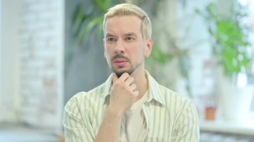 Pensive Modern Young Man Thinking New Plan