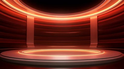 Futuristic Red Stage Background Loop with Podium