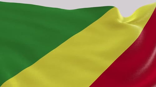 Republic of the Congo Flag Waving with Realistic Fabric Animation