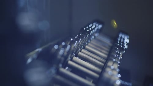 Closeup of Male Hands Taking Dumbbells in the Gym