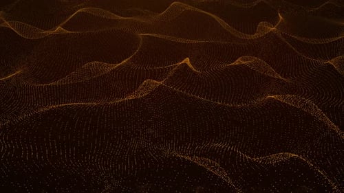 Gold color dot abstract particle wavy background