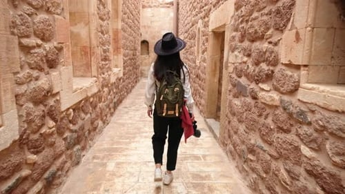 Tourist Visiting The Historical Building