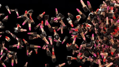 Animated Lip Stick Video Transition From Side To Up With Alpha Channel At 60fps