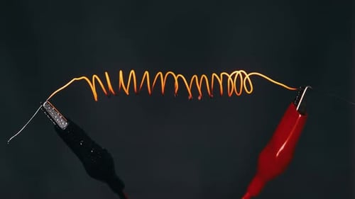 Heating Metal Coil Glowing Orange With Electricity