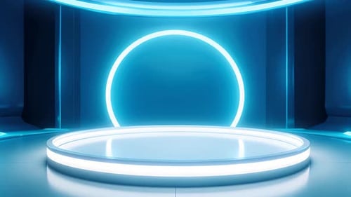 Rotating Neon Stage with Glowing Ring for Product Display