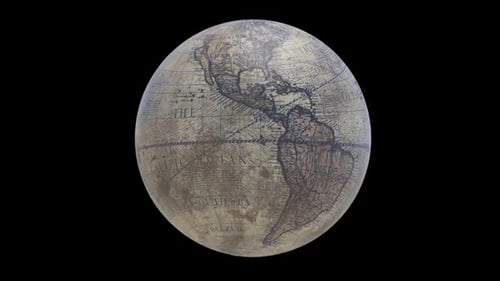 Rotating Antique Globe with Old World Map Texture