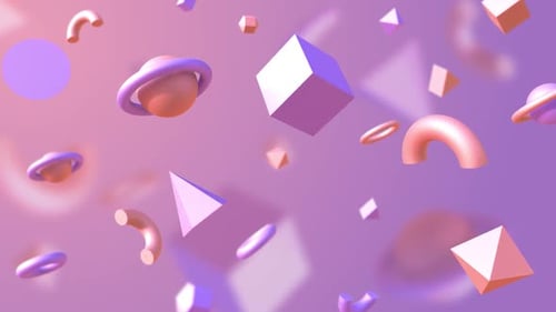 Soft Pastel Abstract 3D Geometric Shapes Background Loop