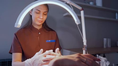 Skilled Facial Treatment Professional Clinic Setting with Expert Facial Cleansing Technique Sterile