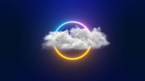Cloud Rotates Around Neon Circle