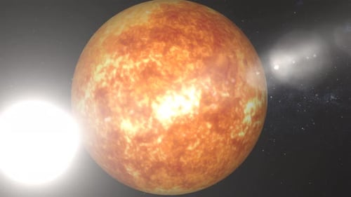 Dynamic Fiery Star and Bright Lens Flare in Space