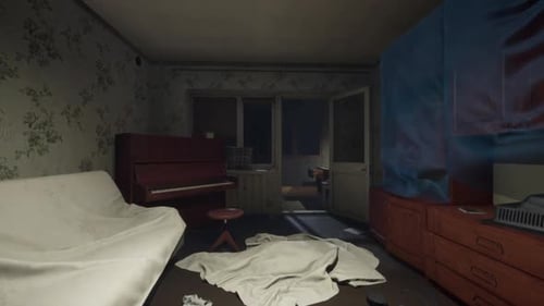 Abandoned Retro Living Room Pan Animation