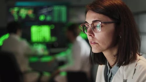 Woman Works in High Tech Research Lab