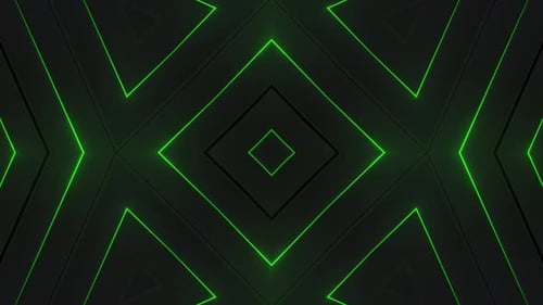 Abstrait géométrique dynamique avec lignes vert fluo et fond sombre