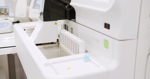 Blood chemistry analyser machine in clinic laboratory