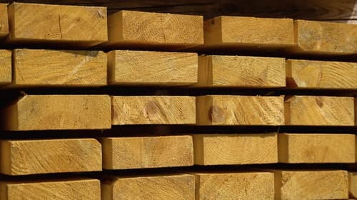 Stacked Lumber Close-Up Displaying Timber