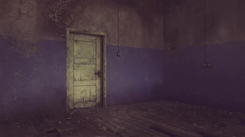 Abandoned Eerie Room with Old Door Animation