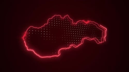 Digital Map Outline Animation with Neon Glow and Dots