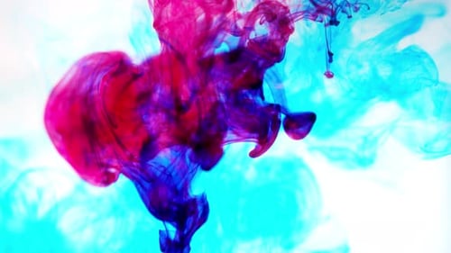 Vibrant Ink Swirls of Pink, Purple and Blue