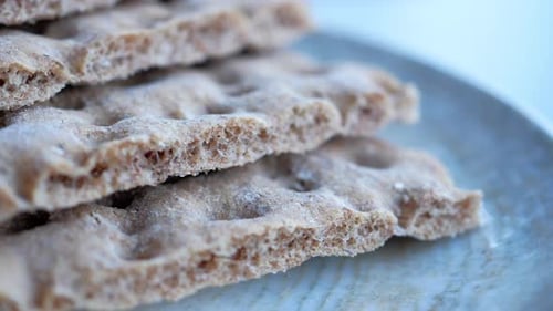 Pile of Crackers Close Up on a Plate