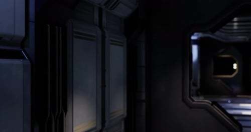 Futuristic Sci-Fi Corridor Fly Through Animation