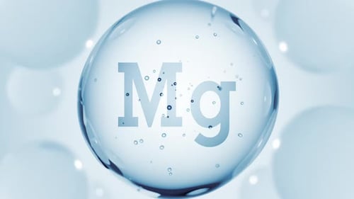 Magnesium Mg Element Floating in Realistic Water Bubble Animation