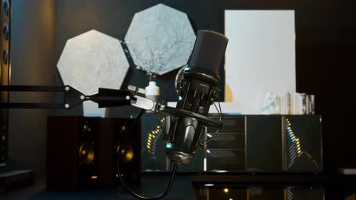 3D Animated Studio Microphone for Podcasts and Professional Audio