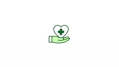 Health Care Icon with Hand and Heart Animation