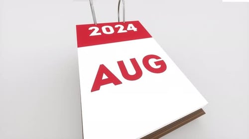 Flipped calendar pages for 2024 year from January to December. Flipping calendar pages background