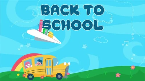 Children Going Back to the School with School Bus