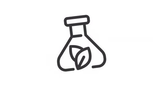 Minimalist Animated Science Flask with Leaves Icon