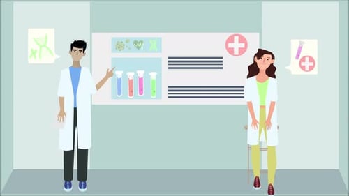 Medical Professionals Explaining Science Research in Flat Design Animation