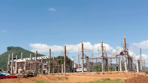 Construction Site Shows Skeletal Building Structure