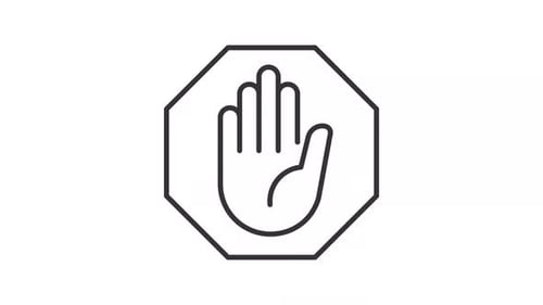 Minimalist Animated Stop Sign with Hand Icon Line Art