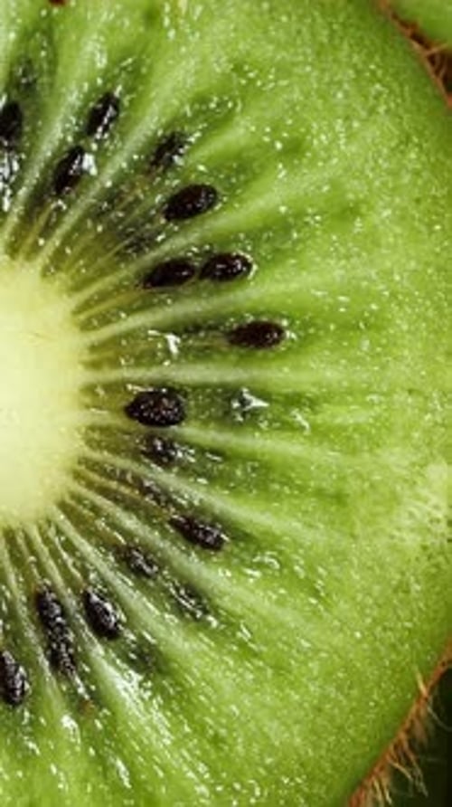 Extreme Close-Up of a Vibrant Kiwi Slice