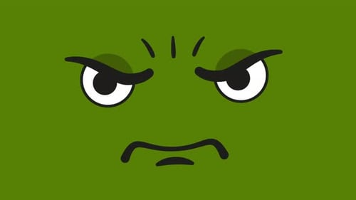 Sad Eyes Looking Left And Right On Green Background 4K