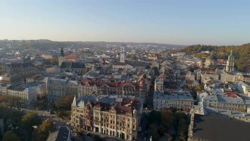Lviv The Old Part of Town Aerial View