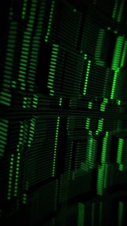 Vertical Video - Glowing Green Data Lights Technology Background