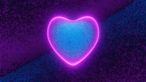 Purple and Blue 3d Neon Beating Heart Particles Vj Loop