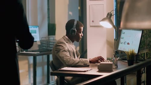 Employee Enjoying Relaxing Music