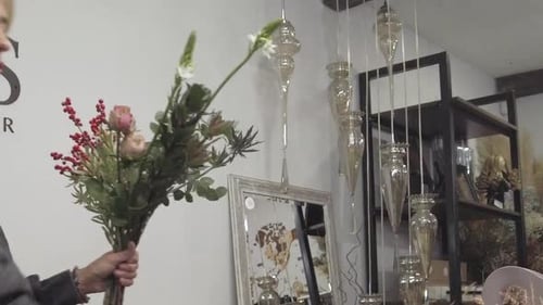 Flower Shop – Girl Florist Making a Bouquet.