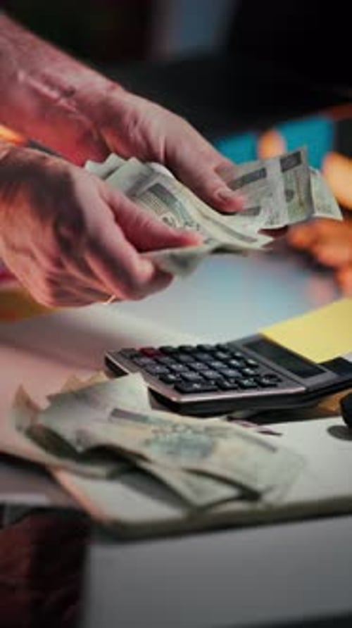 Hands Money Polish Zloty Calculator Budget Office Finance