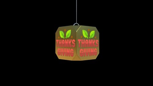 Animated 3D Golden Thanksgiving Ornament Rotation