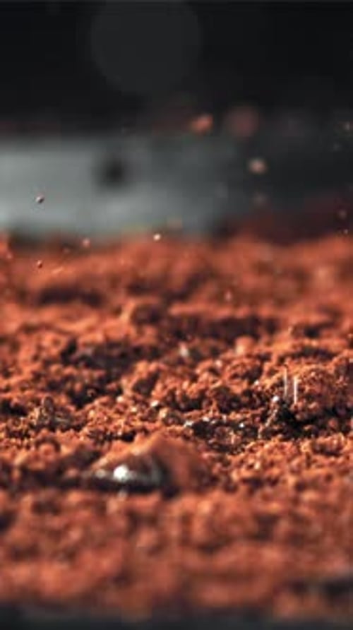 Drops of Water Fall Into the Ground Coffee Filmed on a Highspeed Camera at 1000 Fps