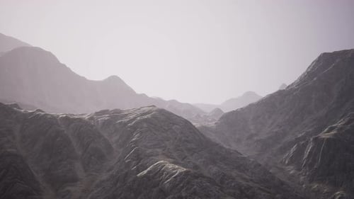View of the Afghan Mountains in Fog