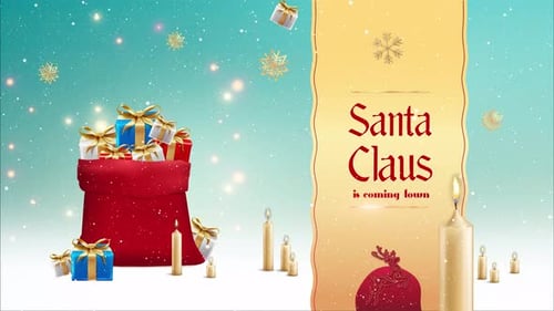 Festive Christmas Scene with Santa's Bag and Falling Presents